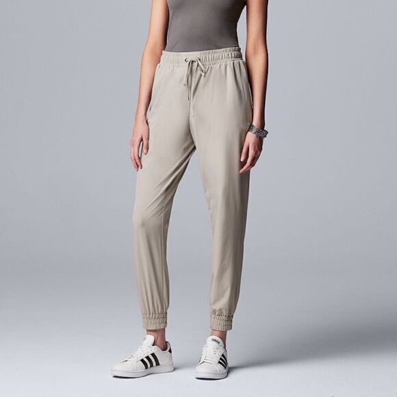 Simply Vera Vera Wang Simply Jogger Pants Grey/Beige Size XL - Picture 1 of 9
